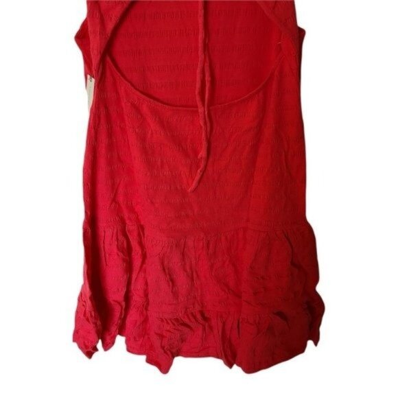 Anthropologie Flounced Open-Back Mini Dress Teaberry Coral L Large NWT Texturize - Picture 13 of 14